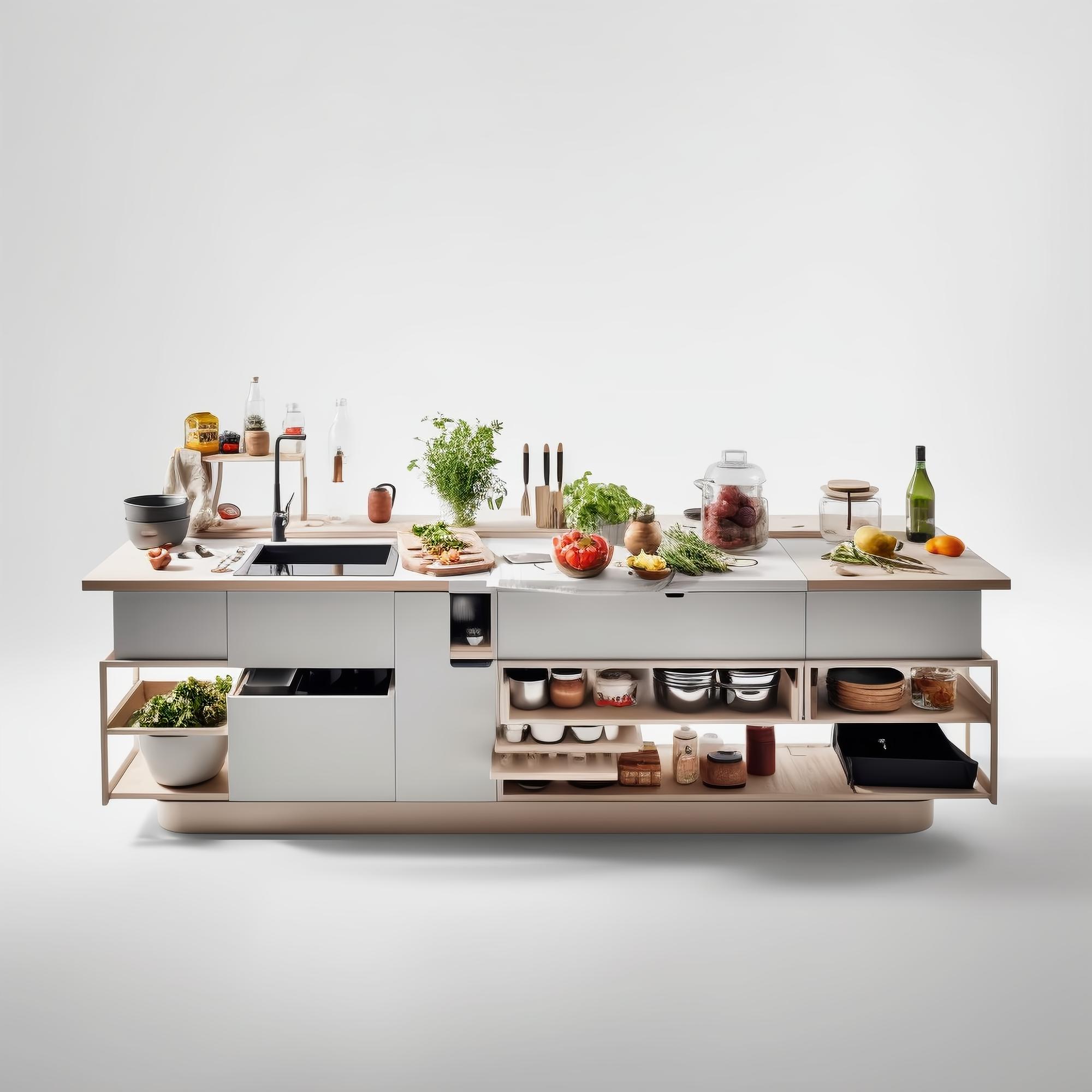 Spazio didattico cucina con tavolo e utensili