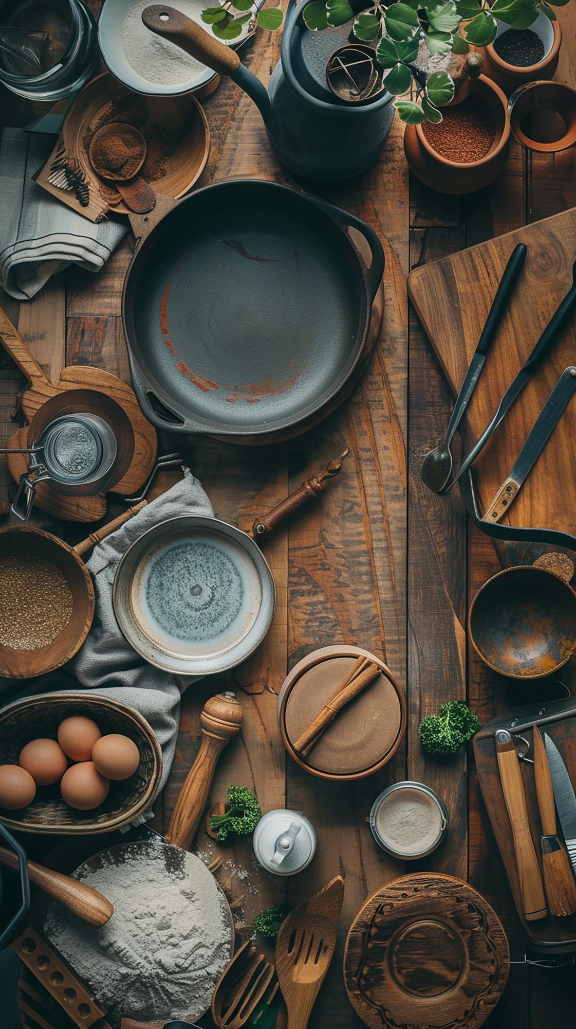 Set di utensili da cucina curati